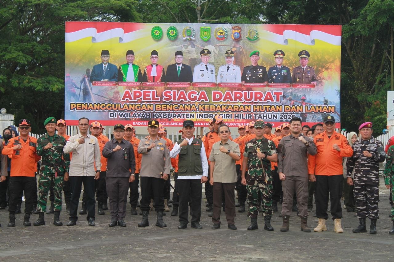 Anggota Komisi II DPRD Inhil Hadiri Apel Siaga Darurat Penanggulangan Karhutla